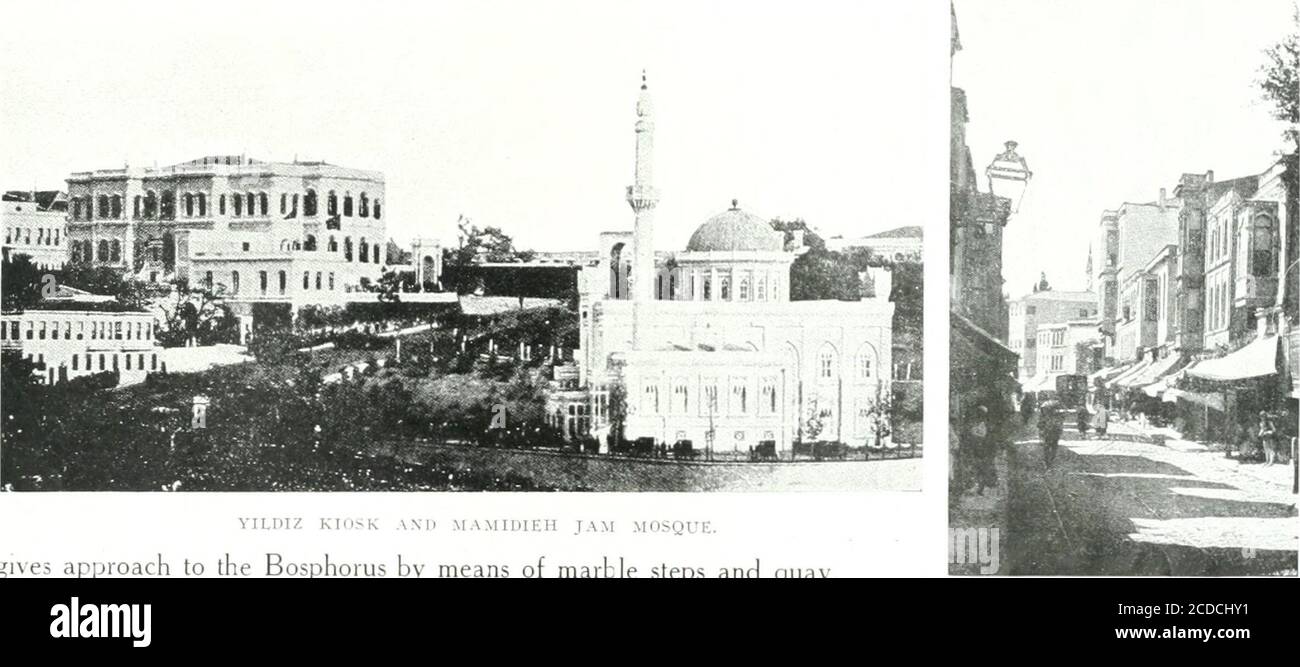 . Construction : a journal for the architectural engineering and contracting interests of Canada . DOMA iioi-.irrniK.N—thk sii.tax s pai.aiK.. ^^.IlIz K|iiK MAMIDIEH JAM .MOSQUE. gives approach to the Bosphorus by means of marble steps and quay. The palace of Tcheragan cost $30,000,000 and is built with the best ofmarble. We are left, however, to dream of its su mptuous interior as noth-ing remains of the decorations andfurnishings which cost millions. ii. ?-Elected by the Sultan Abdul-Aziz,according to Edmondo de Amicis, itreminded one of the Alhambra, bar-ren and endless are the rooms, andn Stock Photo