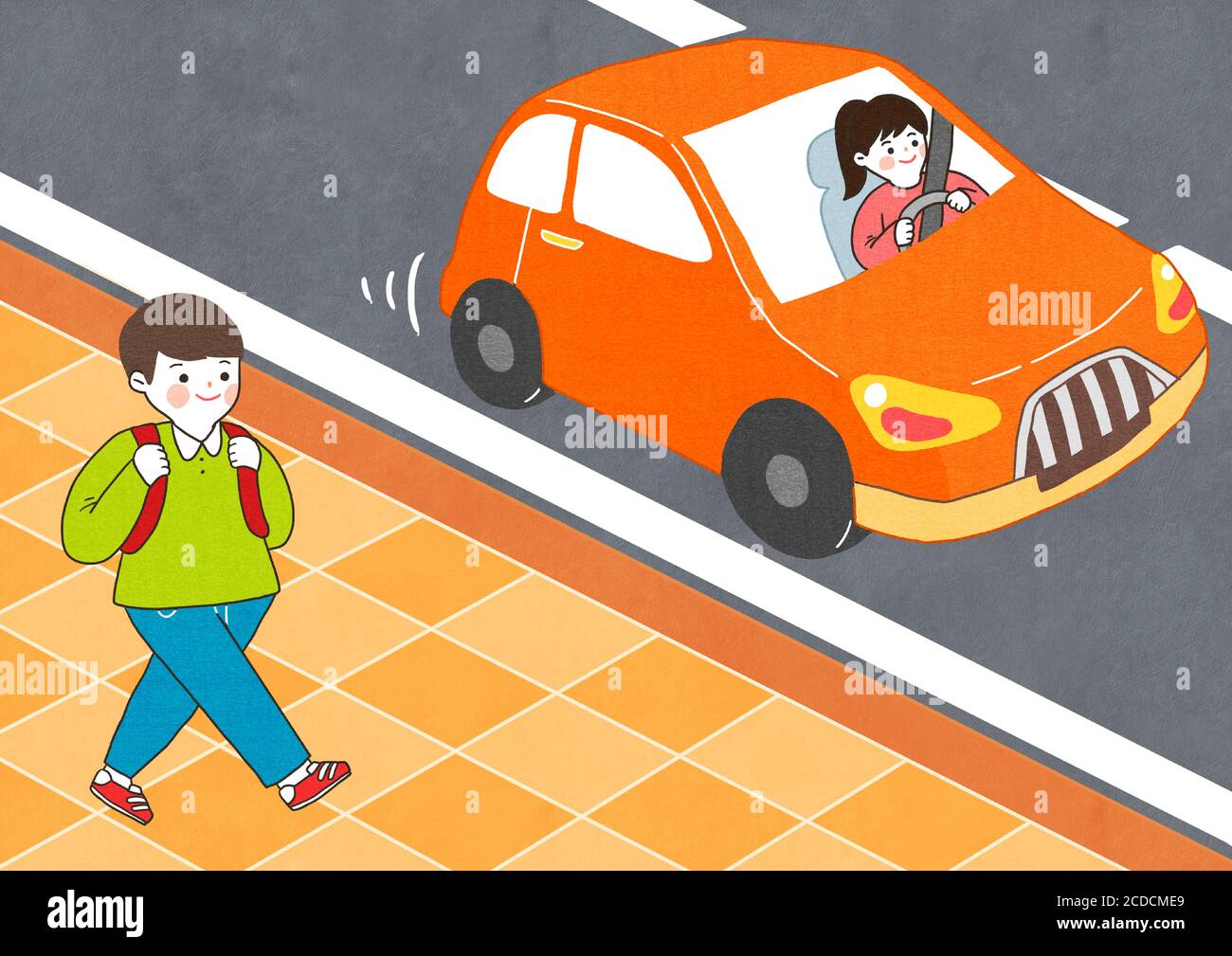 Children safety concept, Crossing road traffic education illustration 012 Stock Vector Image