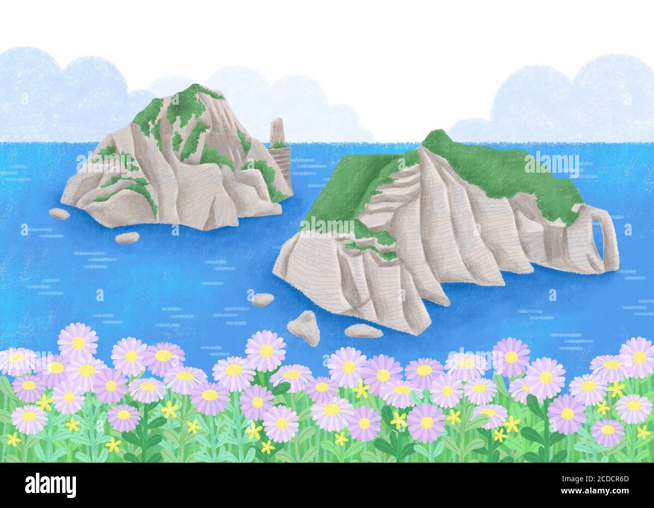 Beautiful Islands in S. Korea,  Ulreung-do and Dok-do illustration 001 Stock Vector