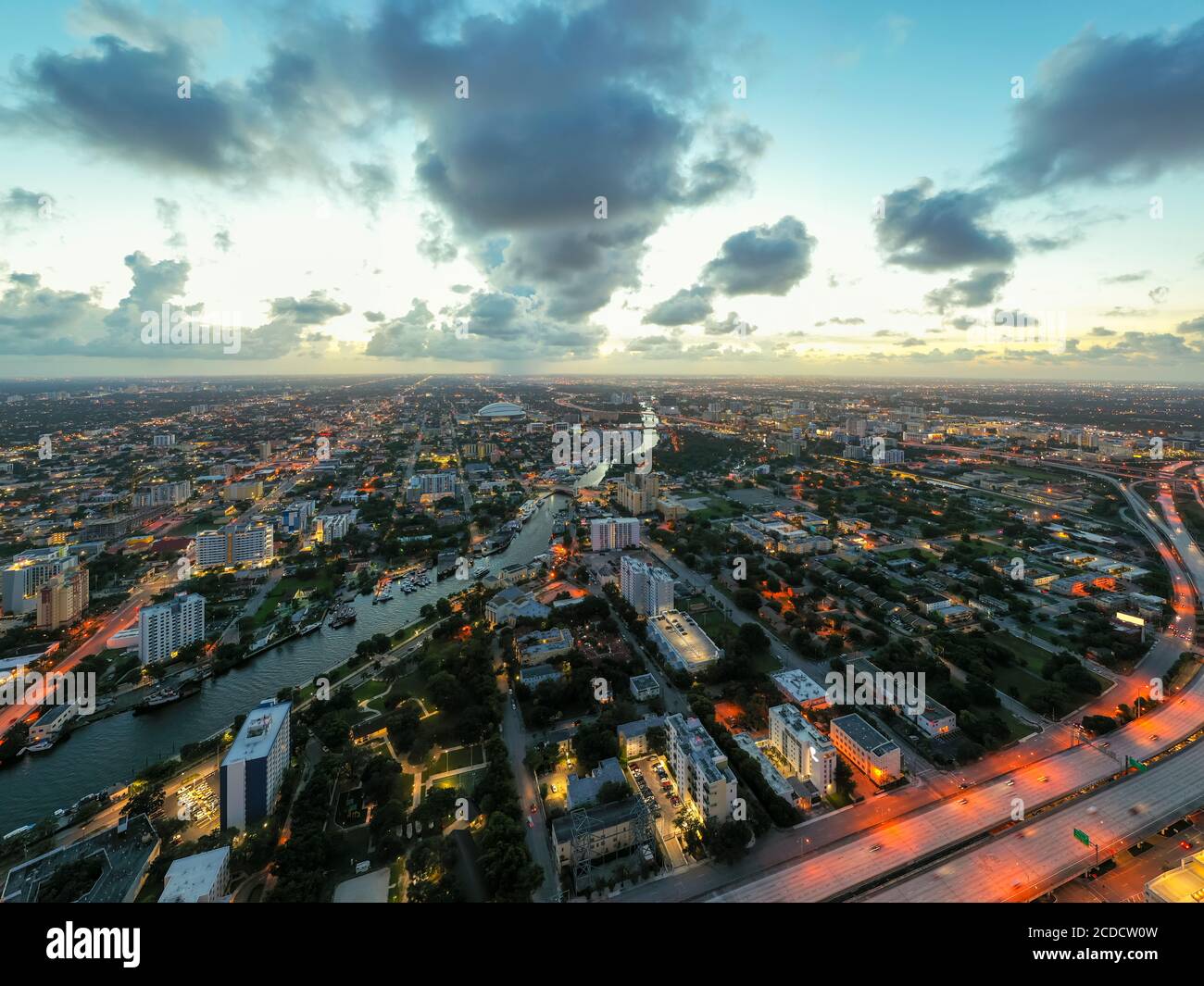 Sunset over Miami Little Havana Stock Photo
