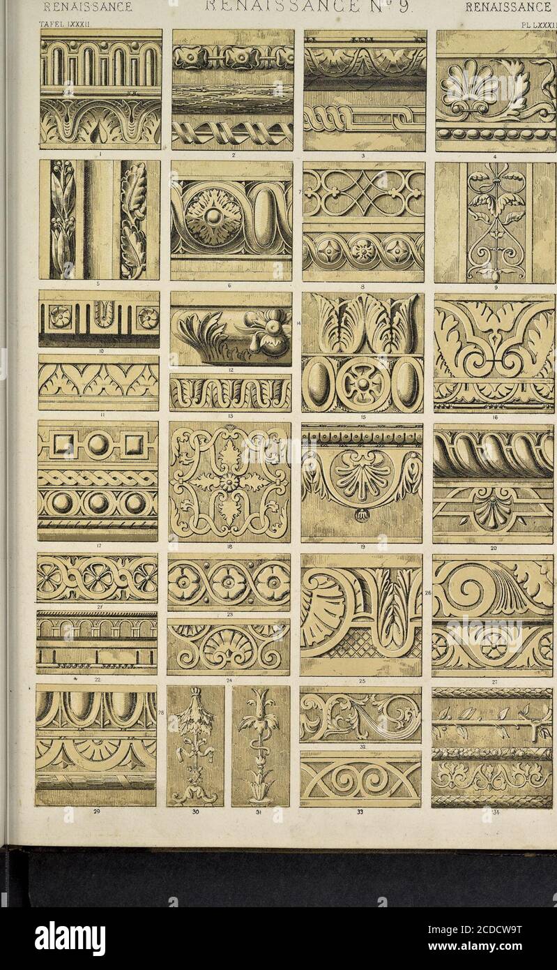 The grammar of ornament . ?jwr IS: KJciNArSSANGE TAFEL IXXXU. RENAISSANCE  N° 9 RENAISSANCE PL. LXXX11. ill . ,±wPMJS9mmm i Stock Photo - Alamy