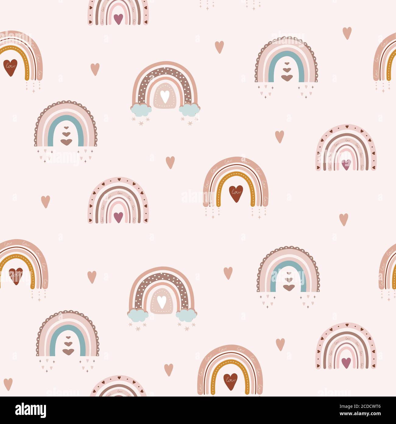 Trendy rainbows in boho style in different color. Vector seamless ...