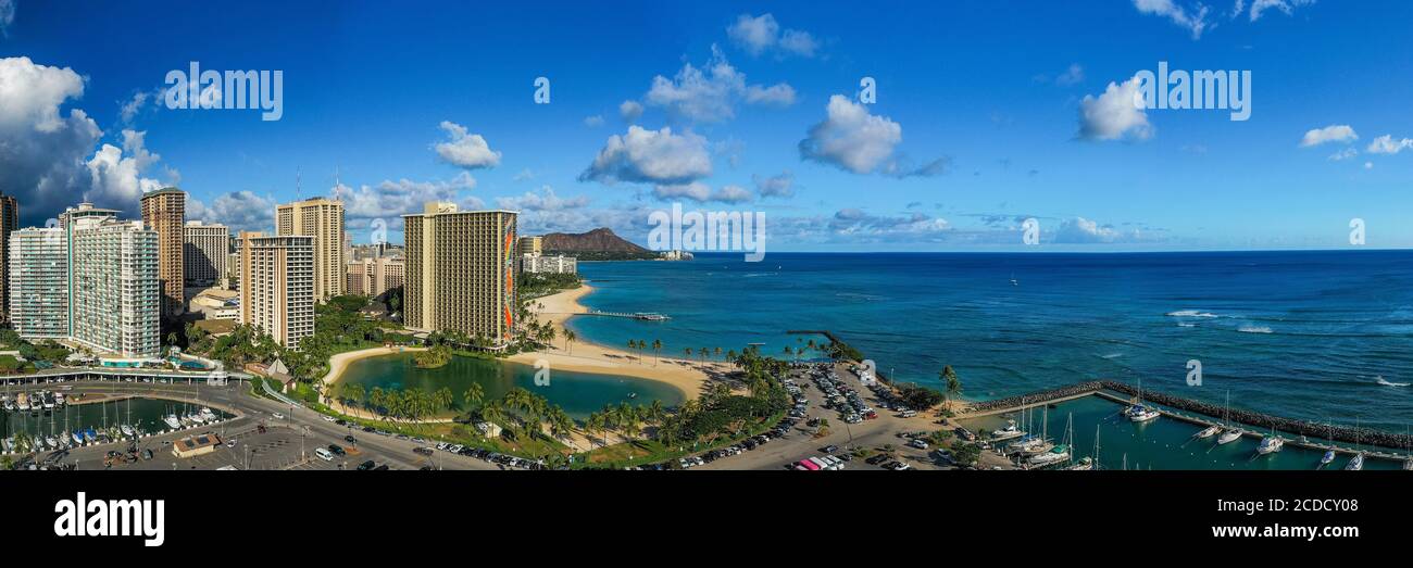 Hawaii waikiki beach drone aerial hi-res stock photography and images ...