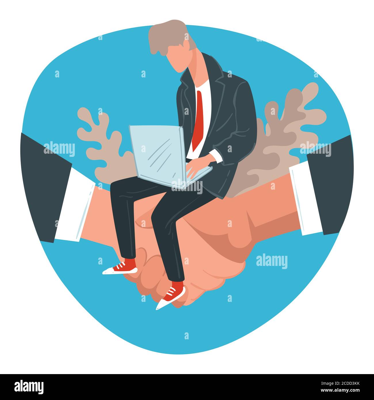Partners working on business project, agreement handshake vector Stock Vector