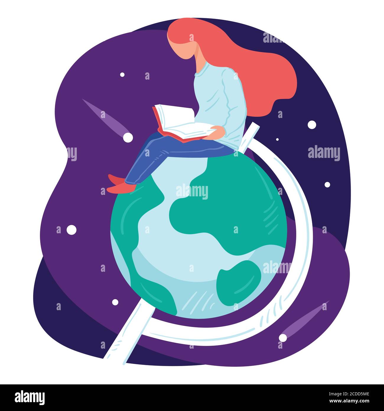 Student learning geography and astronomy in university vector Stock Vector