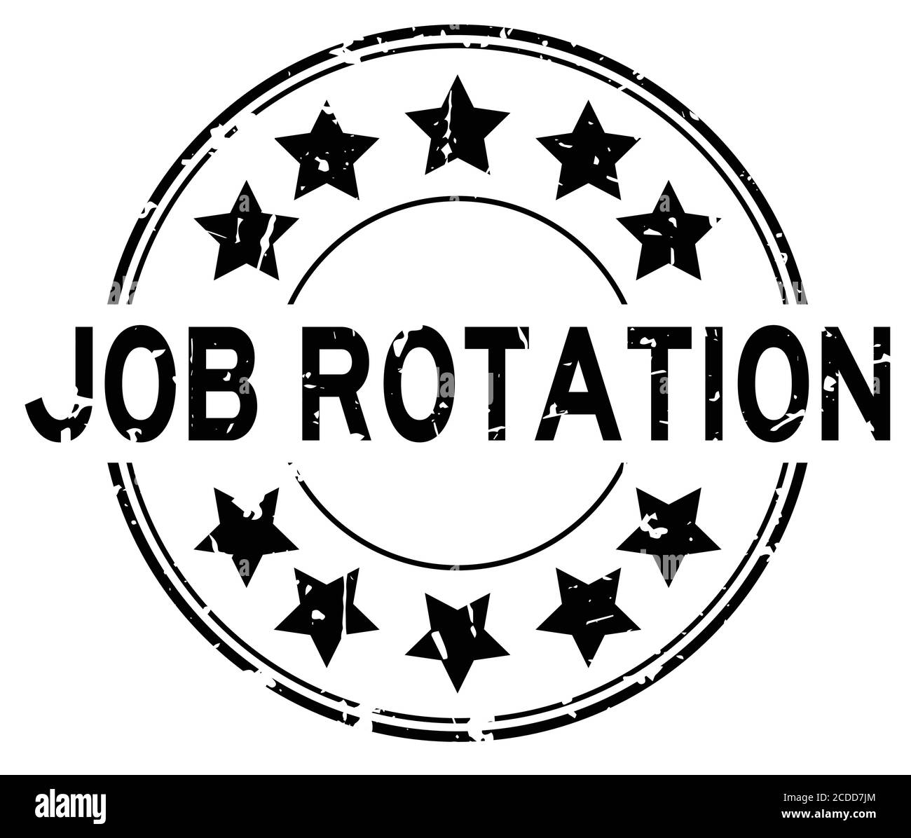 Grunge black job rotation word with star icon round rubber seal stamp on white background Stock Vector