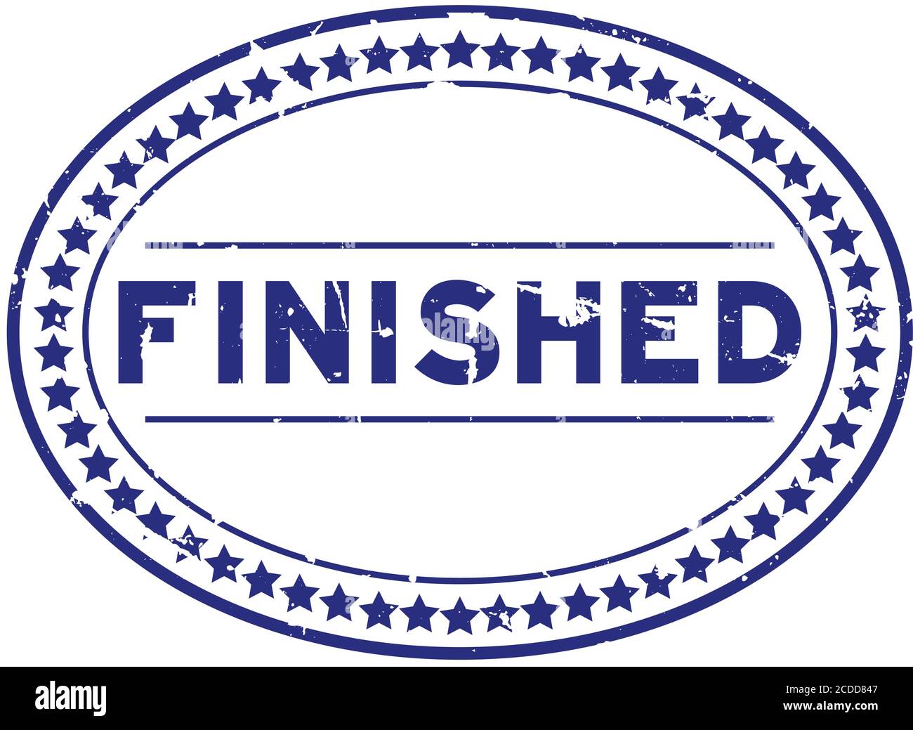 Grunge blue finished oval rubber seal stamp on white background Stock ...