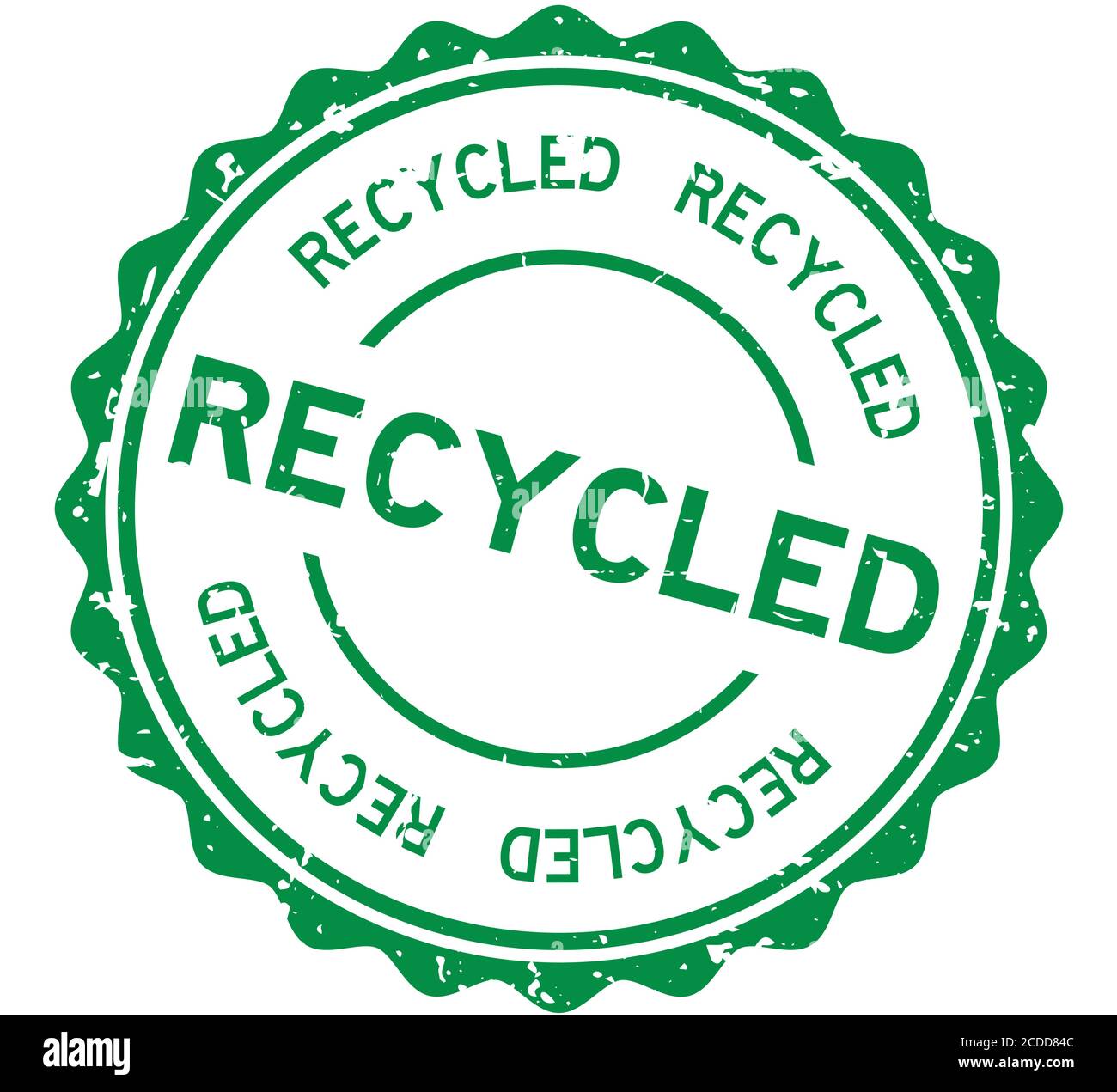 Grunge green recycled word round rubber seal stamp on white background ...