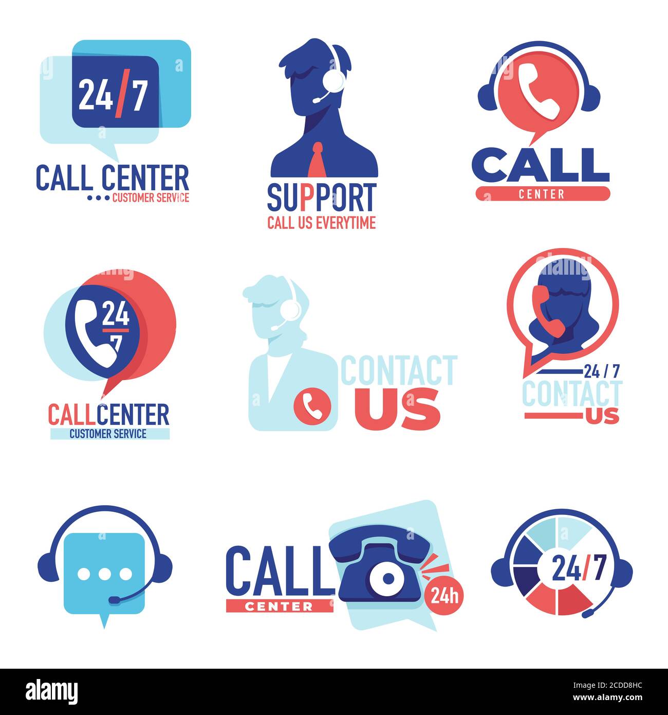 Call center, customer support 24 7 communication and help vector Stock Vector