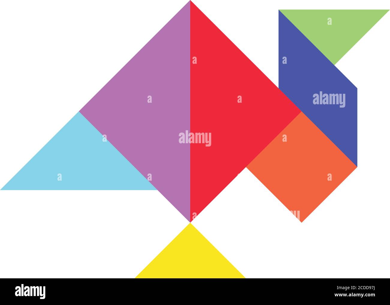 Color tangram puzzle in turkey hen or gobbler shape on white background ...