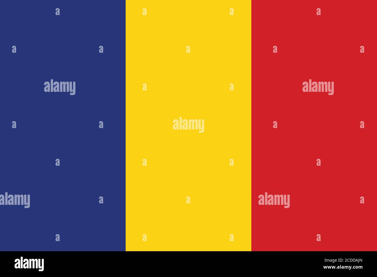 National flag of country Romania blue yellow red color Stock