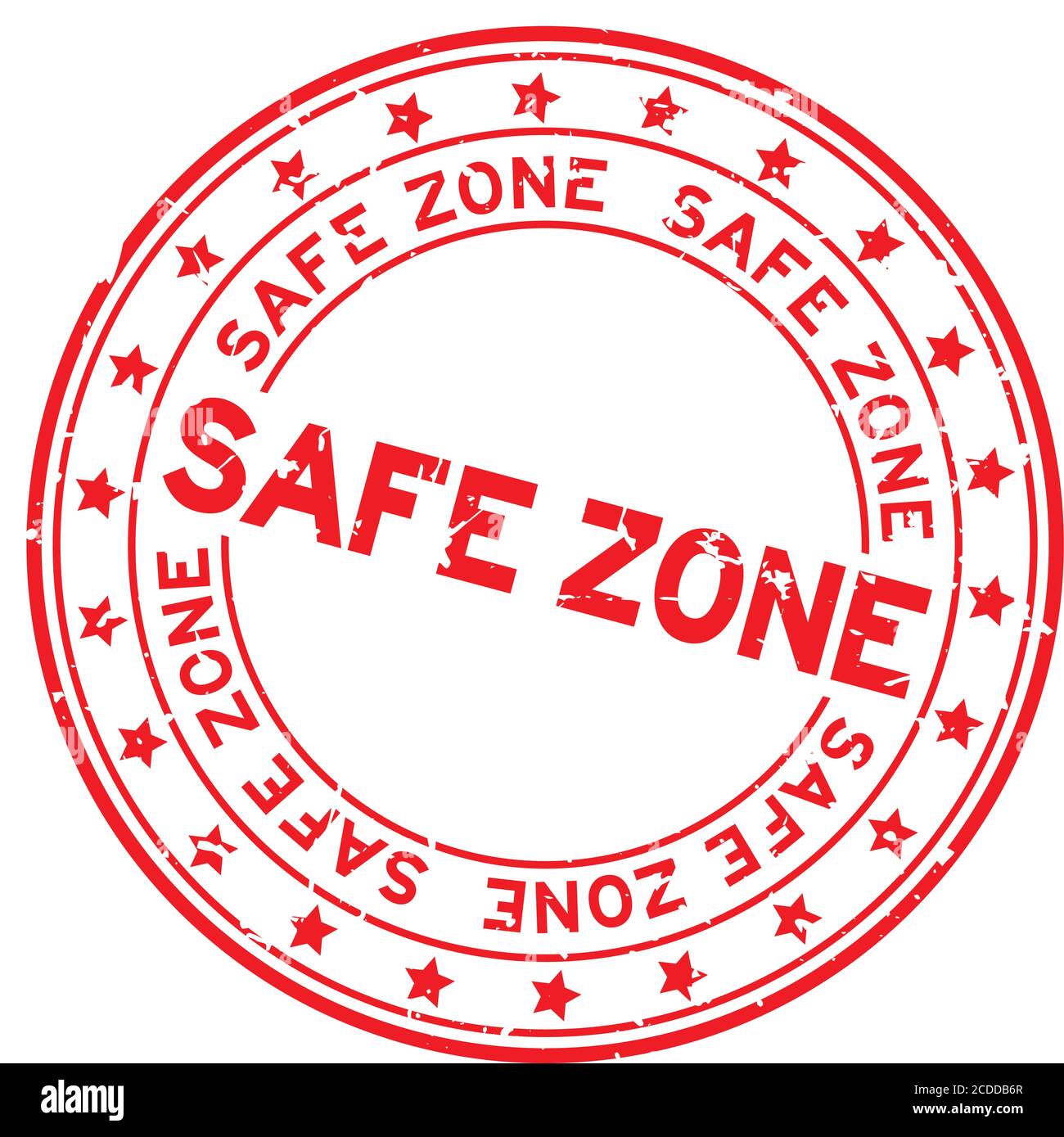 Grunge red safe zone word round rubber seal stamp on white background