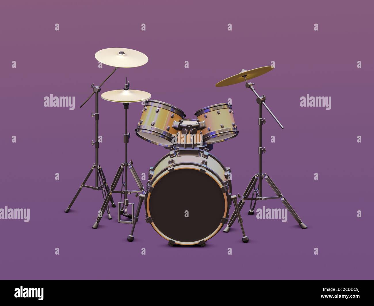 Acoustic drum set on a colored background. 3d illustration Stock Photo ...