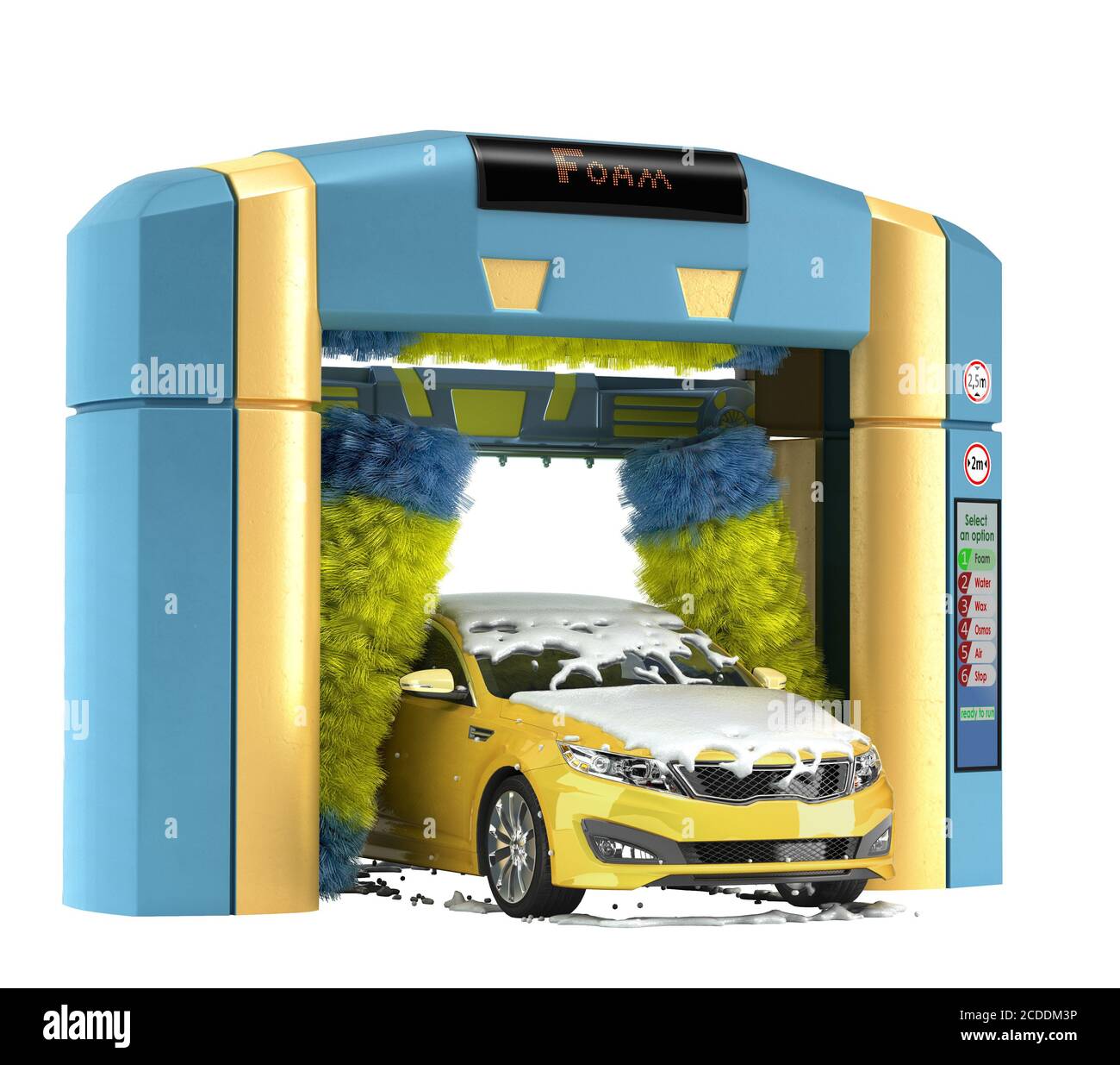 automatic car wash presentation concept car covered in foam inside a