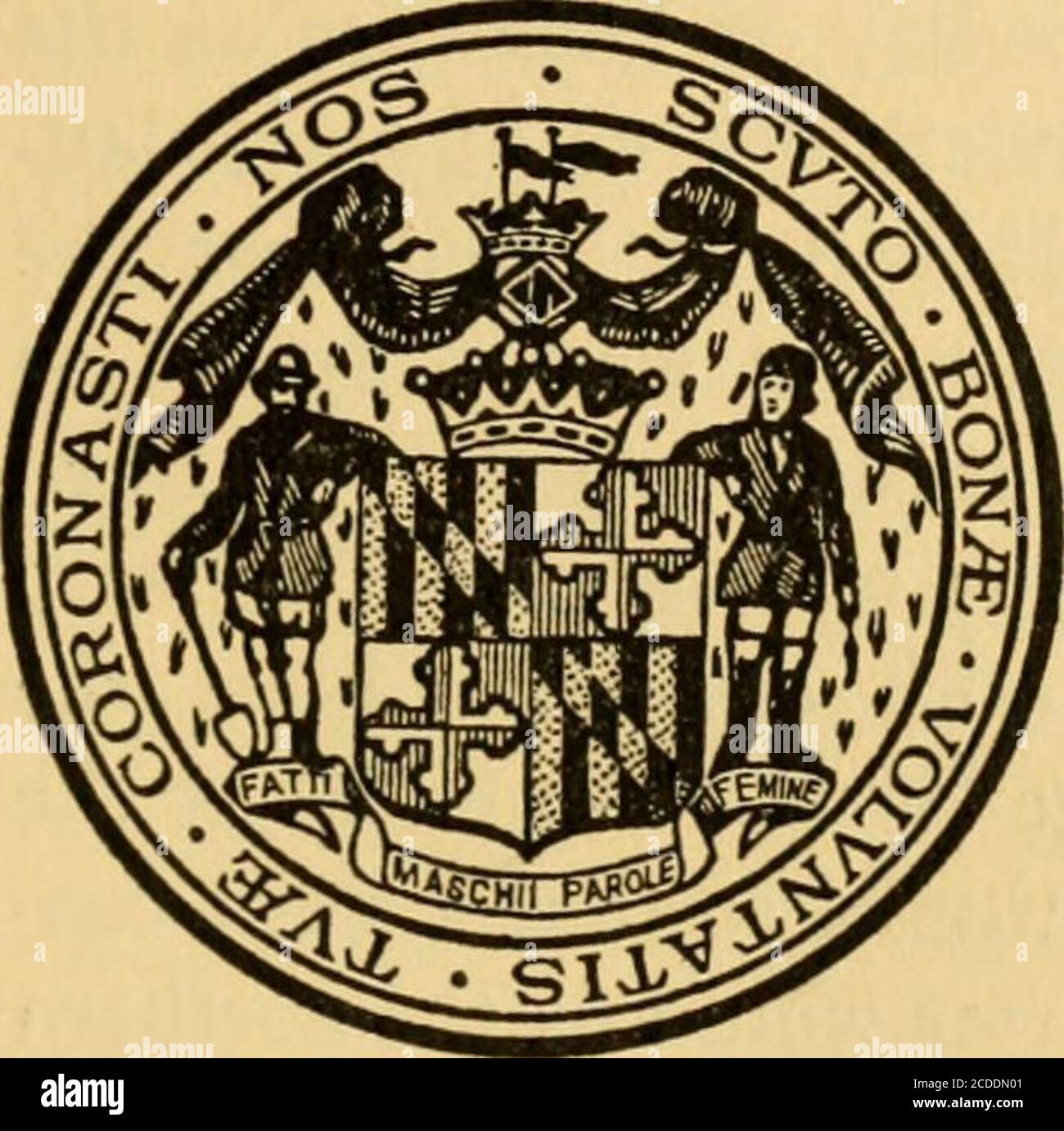 . The Pennsylvania-German in the settlement of Maryland . CHAPTER XI. The Border Troubles. J^HE unfortunate contro-^ versy between WilliamPenn and his heirs and theLords Baltimore over theboundary between the coloniesof Maryland and Pennsylvaniahad its foundation in the factthat at the time the respectivecharters were granted therewas no accurate map of thecountry in existence. At the time the charter was Issuedto Lord Baltimore the territory It embraced was an un-known and unexplored wilderness. At that time It wasnot, relatively, of much importance to have the northernboundary of the colony Stock Photo