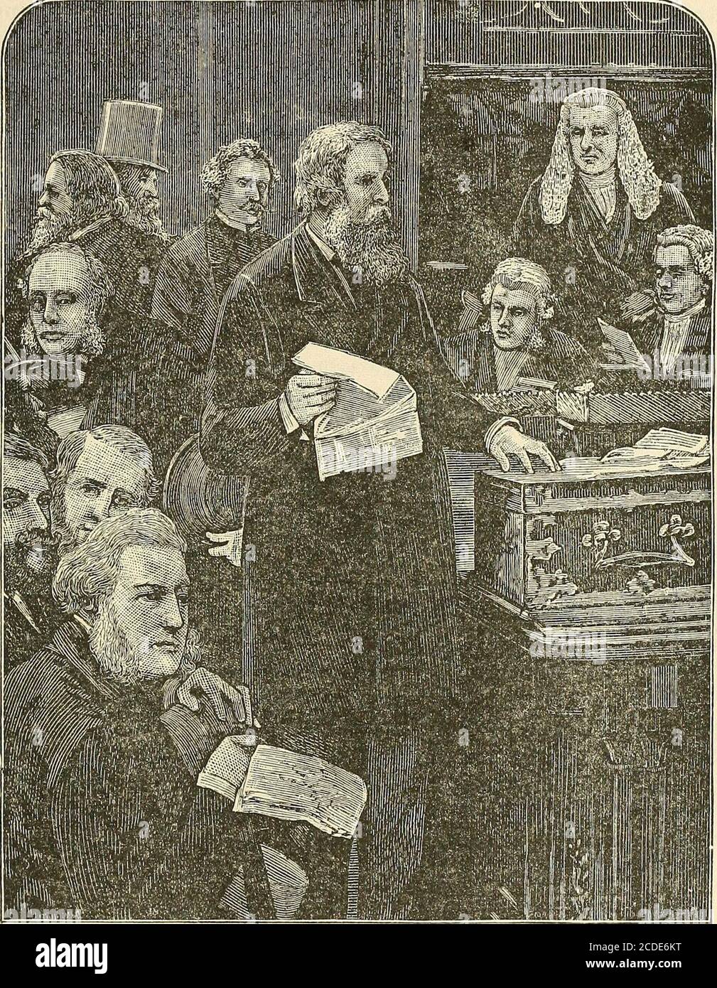 . Life and public services of Hon. Wm. E. Gladstone . Mr. Gladstone Speaking at Lord Roseberys House after the Election. time, he hud labored. He had dragged his party after himinto many a danger. He had compelled them more than onceto fight where many of them would fain have held back, andwhere none of them saw any chance of victory. Now, at last,the battle had been given into his hands, and it was a matter ofnecessity that the triumph should bring back to power the manwhose energy and eloquence had inspired the struggle/ To him in Opposition. 851 all eyes in Britain were turned as the next P Stock Photo