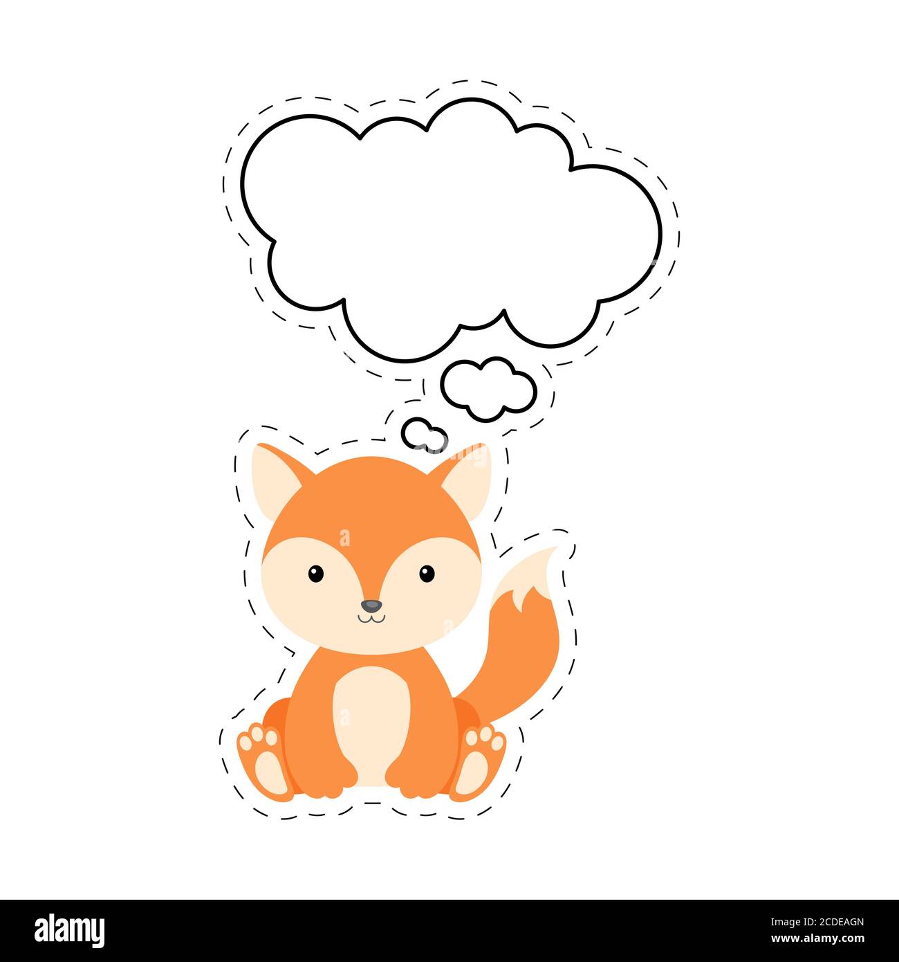 Illustration Cute Baby Fox Sticker White Stock Illustration