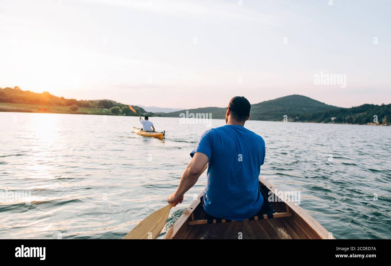 Tourist rear view canoe hi-res stock photography and images - Alamy