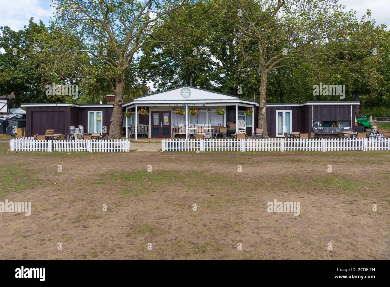 Kew Cricket Club pavilion on the club ground at Kew Green, London, England, UK, United Kingdom. Stock Photo