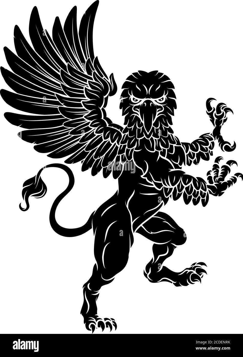 Gryphon Rampant Griffin Coat Of Arms Crest Mascot Stock Vector