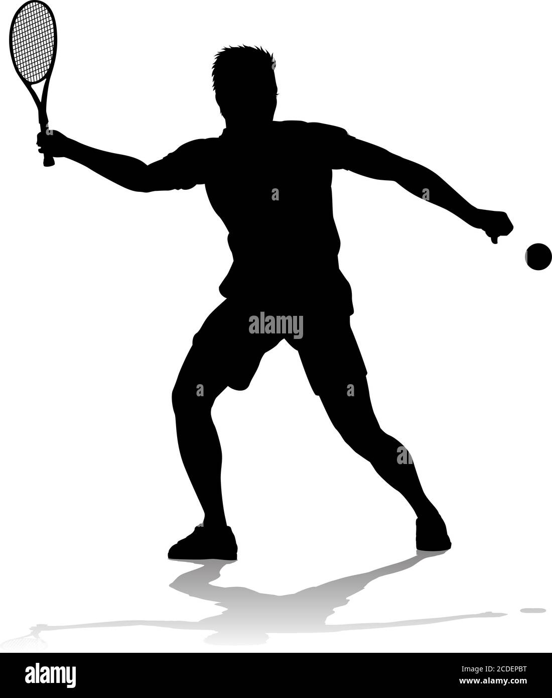 Tennis Silhouette Sport Player Man Stock Vector