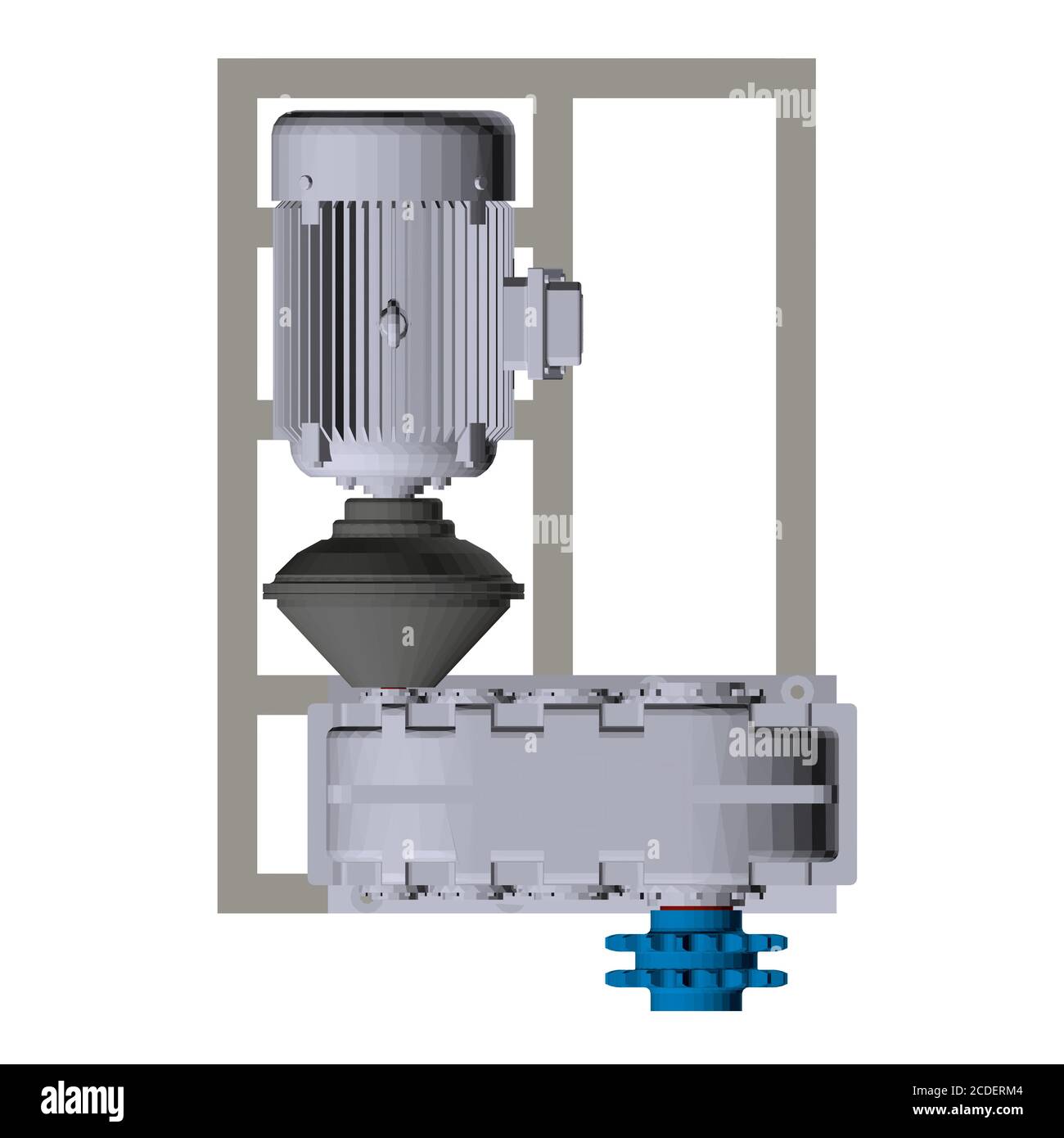 Low poly industrial electric motor. View from above. 3D. Vector