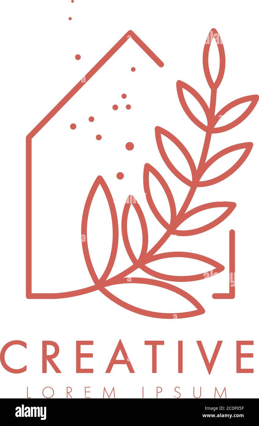 Vector logo design template in simple minimal linear style. Home decor concept Stock Vector