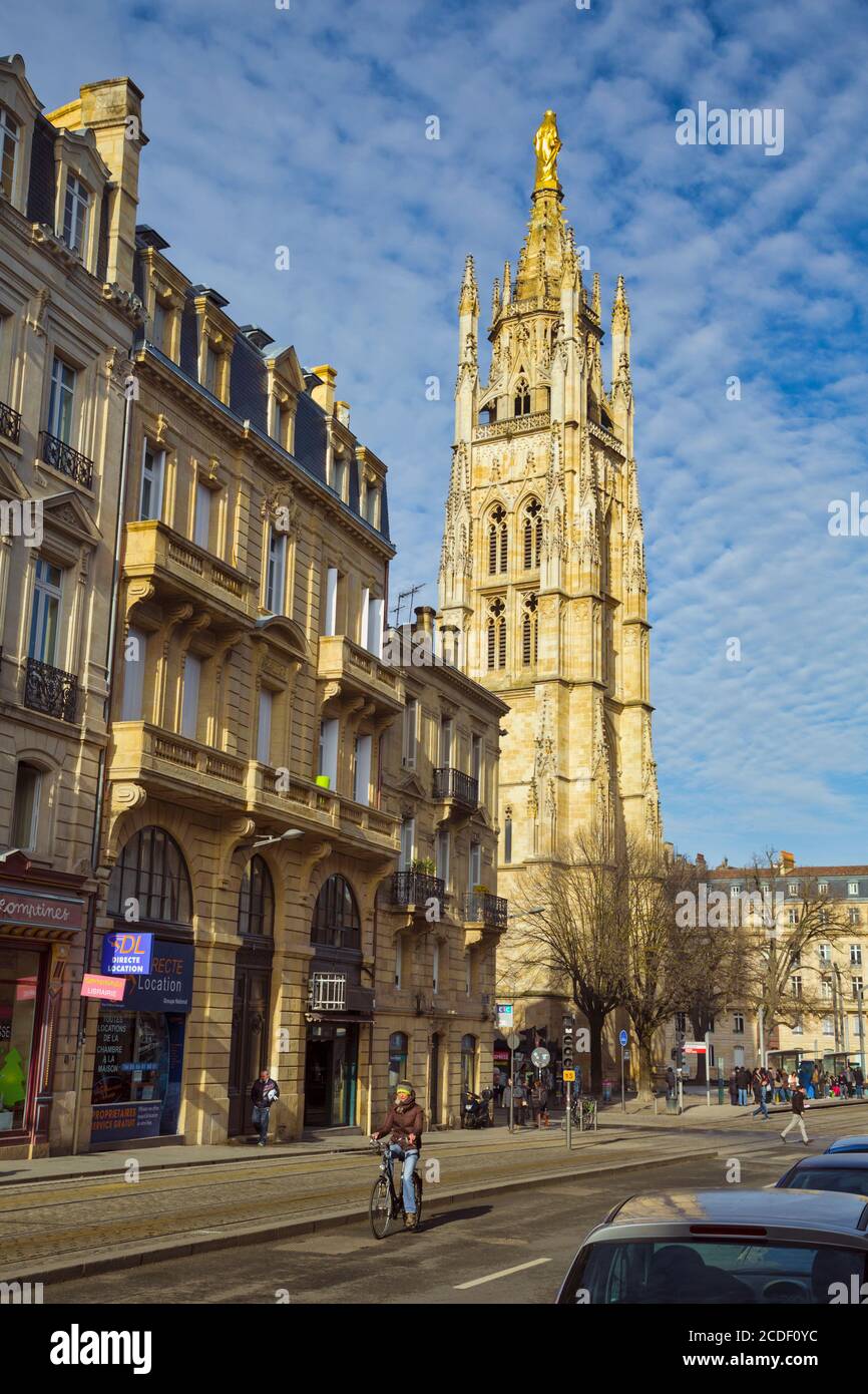 Bordeaux, Gironde Department, Aquitaine, France. The Gothic Tour Pey-Berland. The historic centre of Bordeaux is a UNESCO World Heritage Site. Stock Photo