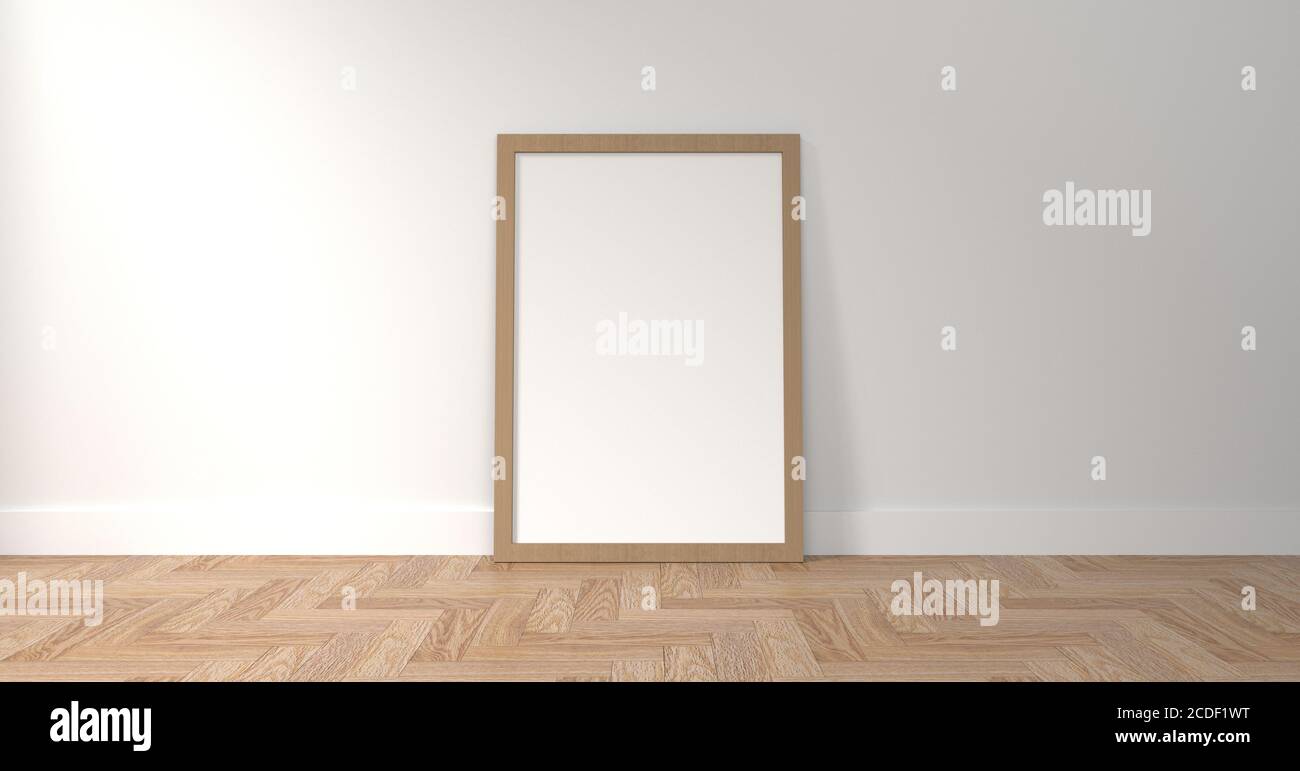 picture frame on white wall Stock Photo