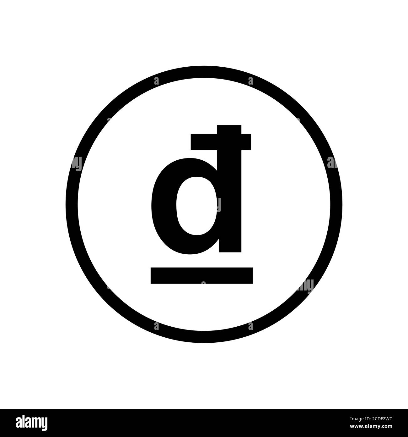 Vietnamese Dong coin monochrome black and white. Current currency symbol. Stock Vector