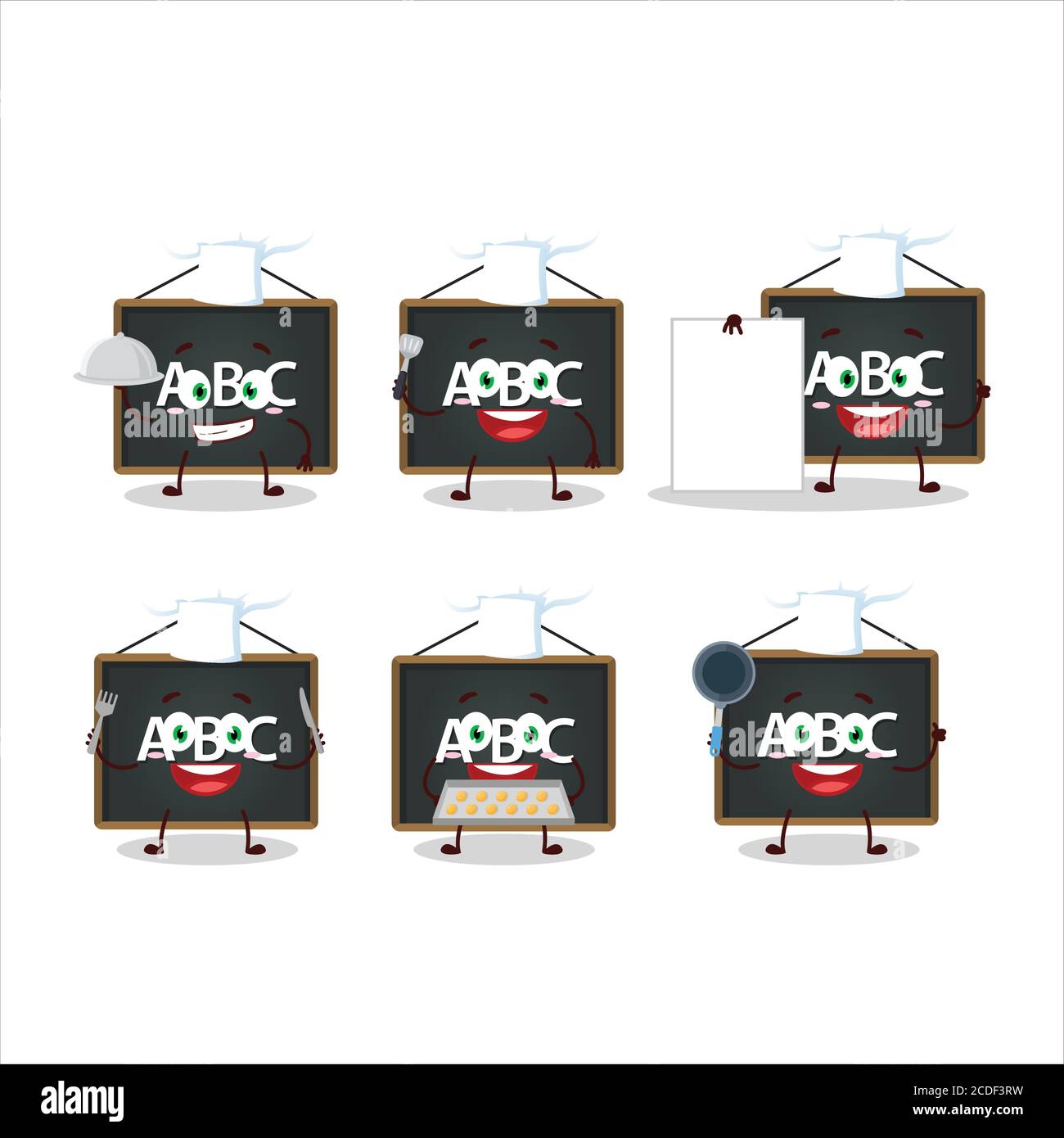 Cartoon character of alphabet board with various chef emoticons Stock ...