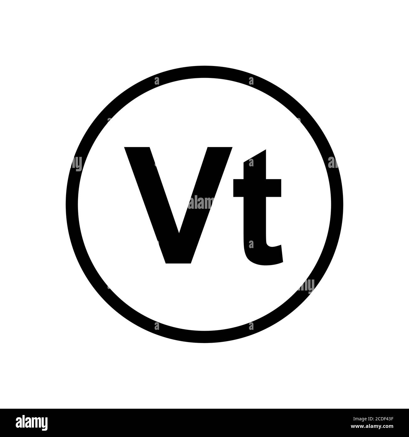 Vatu coin monochrome black and white. Current currency symbol. Stock Vector
