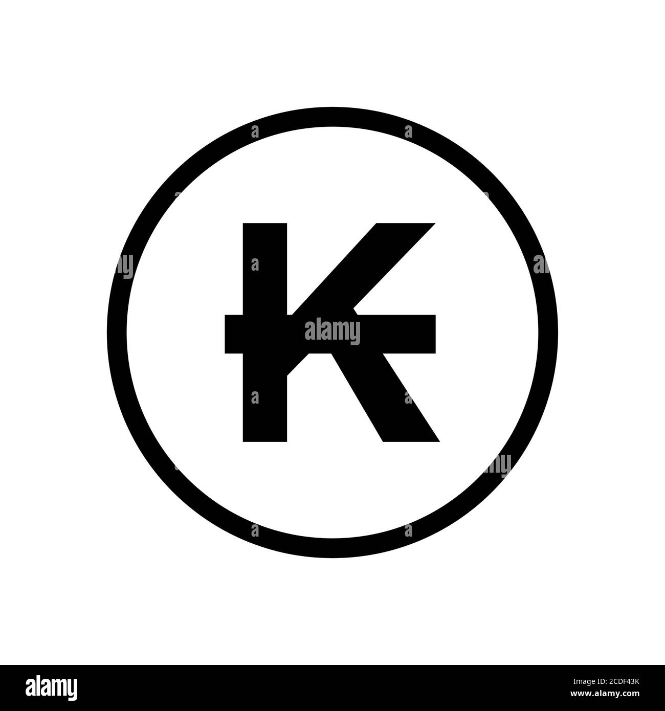 Kip coin monochrome black and white icon. Current currency symbol. Stock Vector