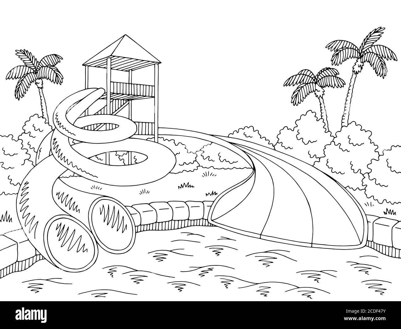 How to draw a Waterpark Playground step by step  YouTube