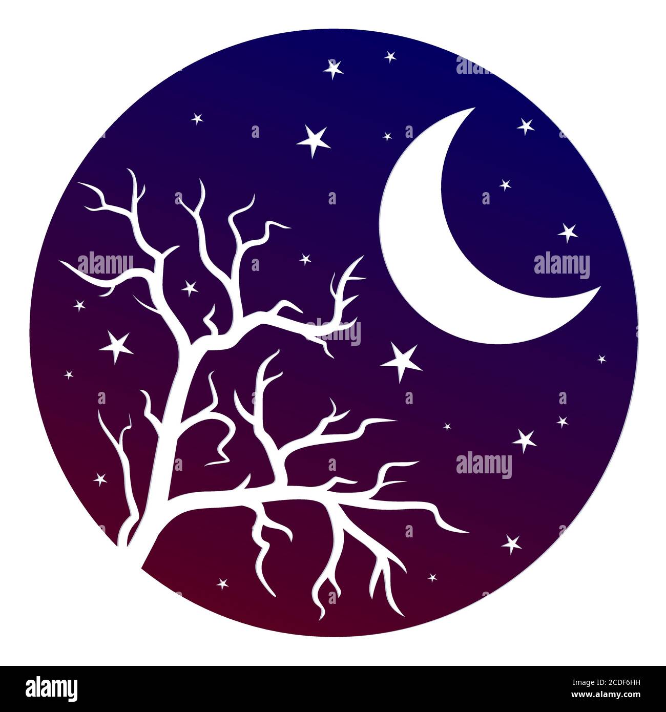 Moon and the tree Stock Vector Images - Alamy