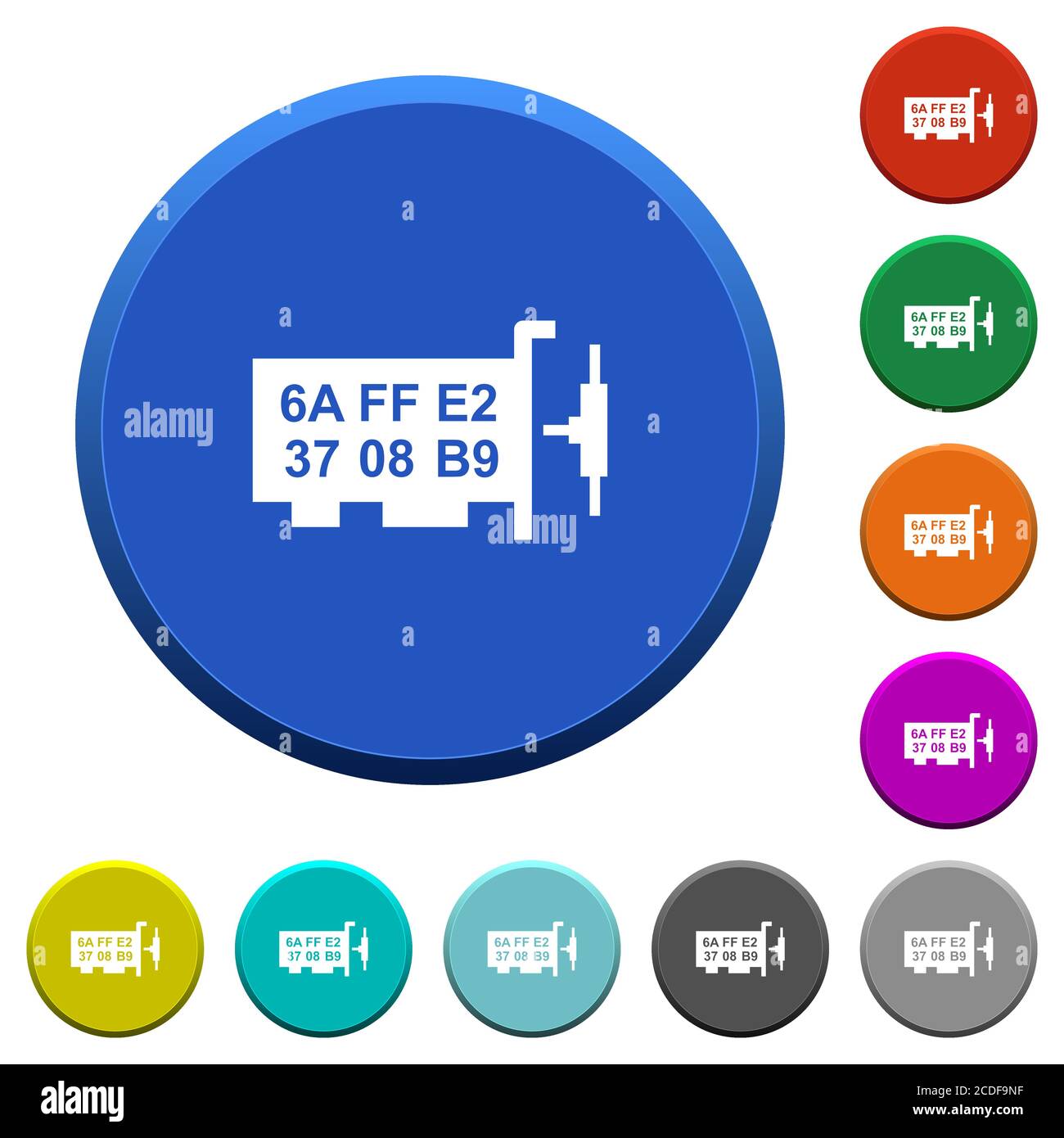 Network mac address round color beveled buttons with smooth surfaces ...