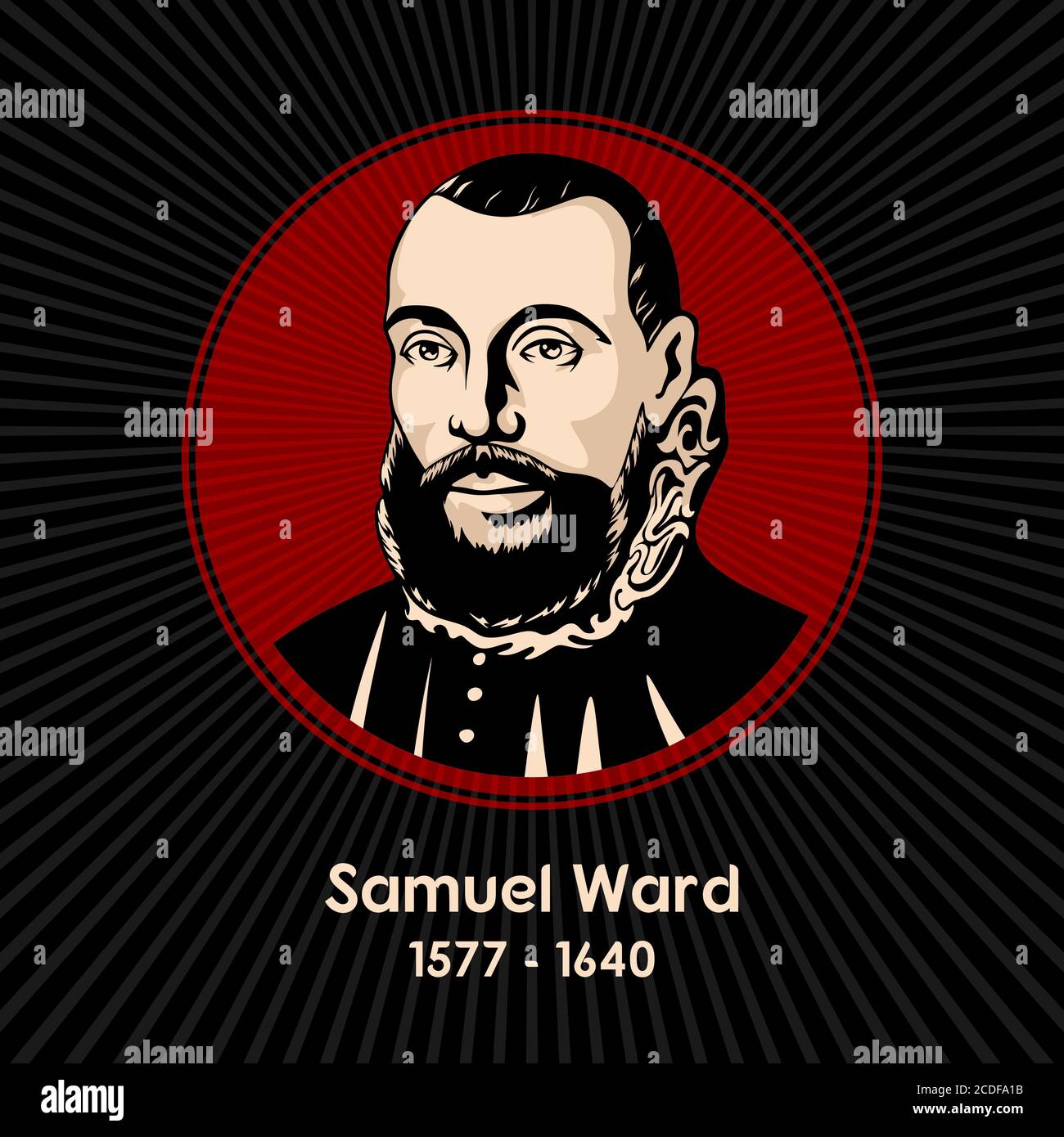 Samuel Ward (1577 - 1640) was an English Puritan minister of Ipswich. Stock Vector