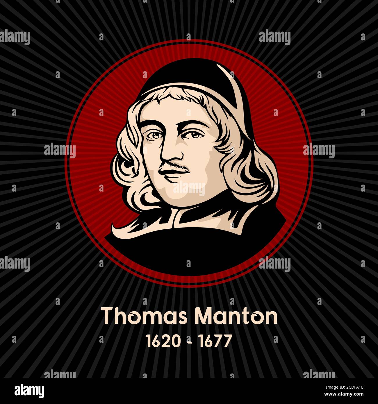 Thomas Manton (1620 - 1677) was an English Puritan clergyman. He was a clerk to the Westminster Assembly and a chaplain to Oliver Cromwell. Stock Vector