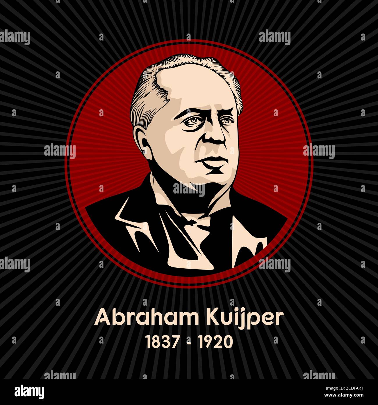 Abraham Kuijper (1837 - 1920), was Prime Minister of the Netherlands between 1901 and 1905, an influential neo-Calvinist theologian and also a journal Stock Vector