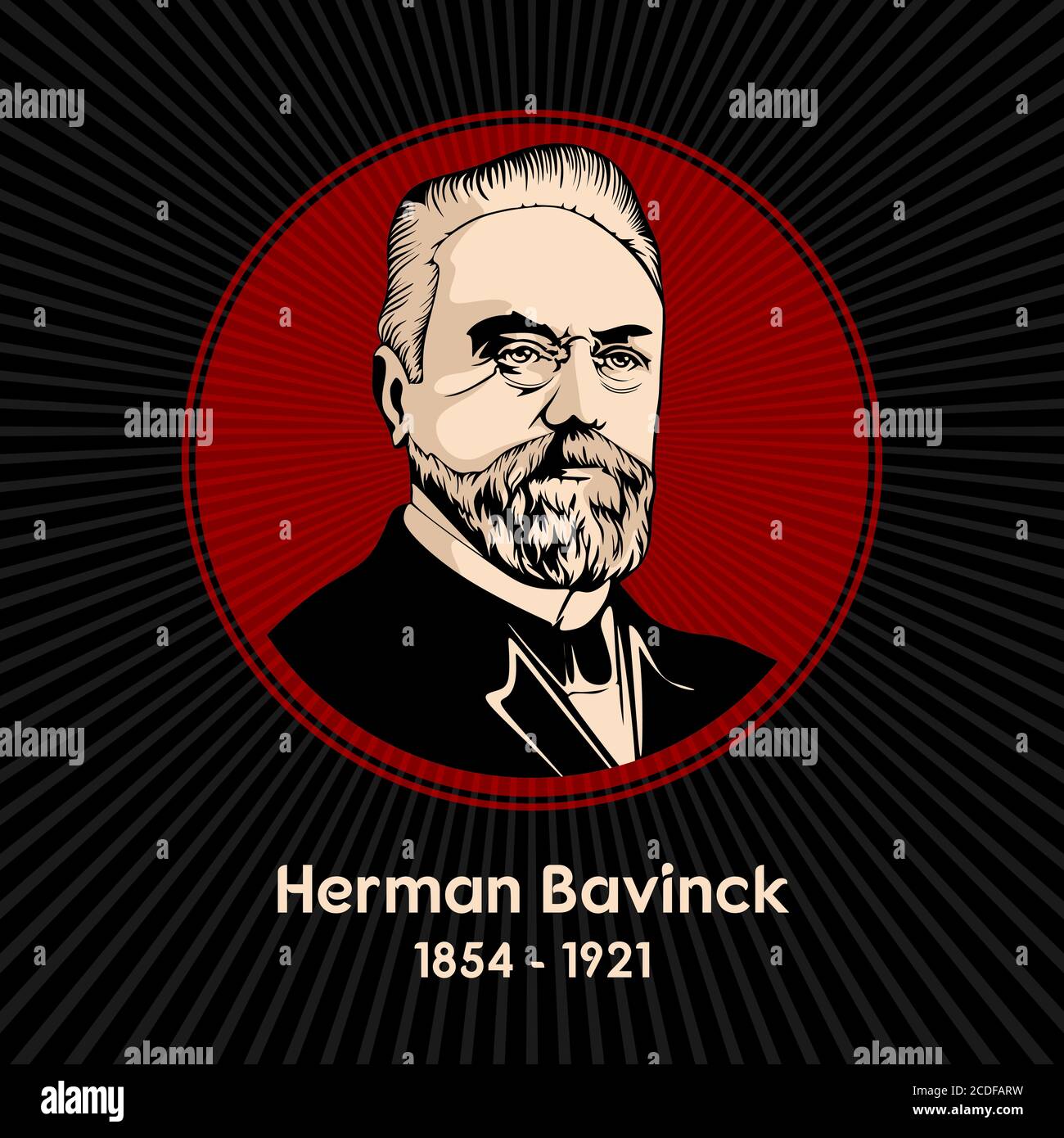 Herman Bavinck (1854 - 1921) was a Dutch Reformed theologian and churchman. He was a significant scholar in the Calvinist tradition, alongside Abraham Stock Vector