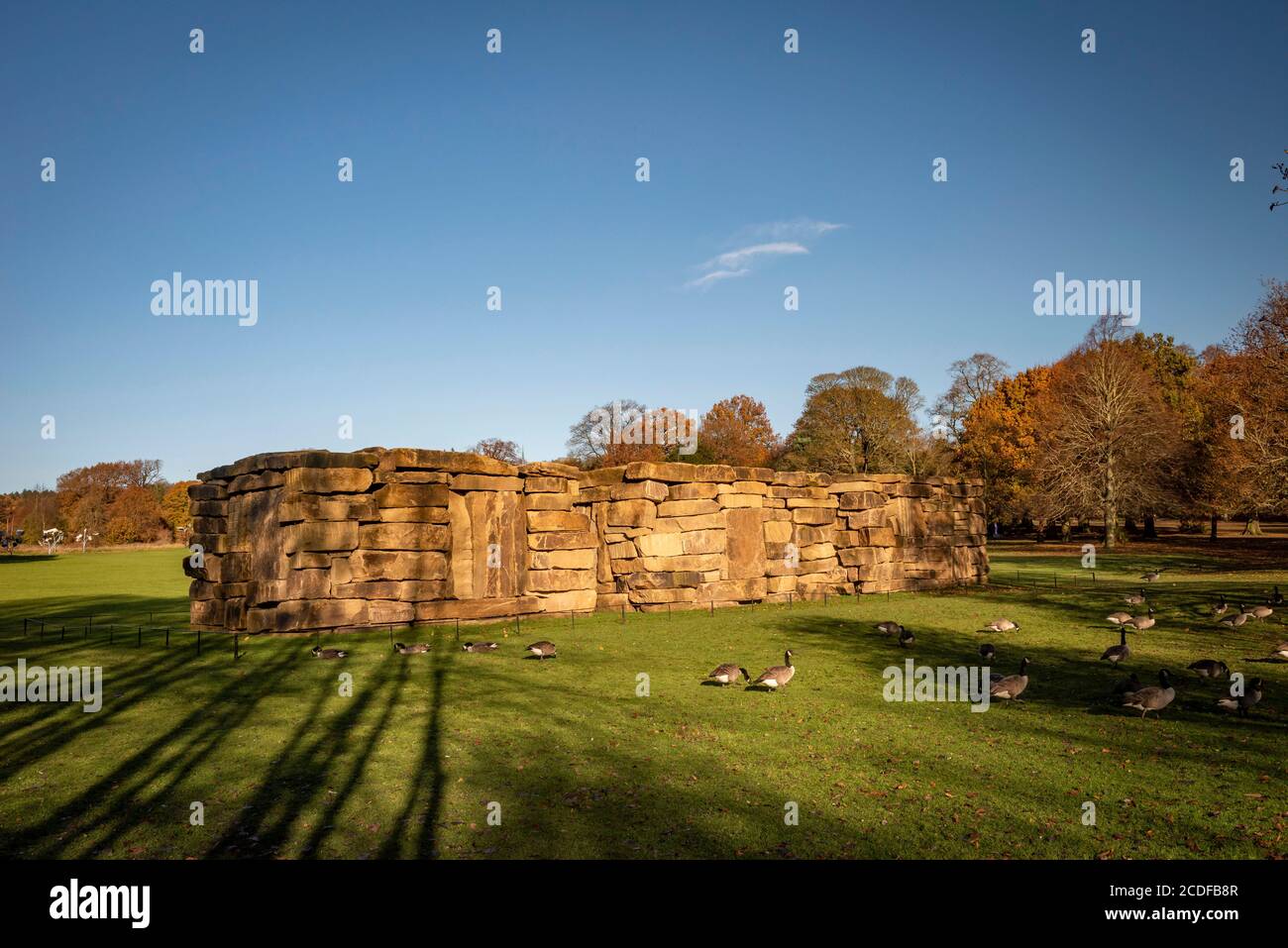 'Wall Dale Cubed' sculpture by the artist Sean Scully at Yorkshire Sculpture Park near Wakefield, Yorkshire, UK Stock Photo