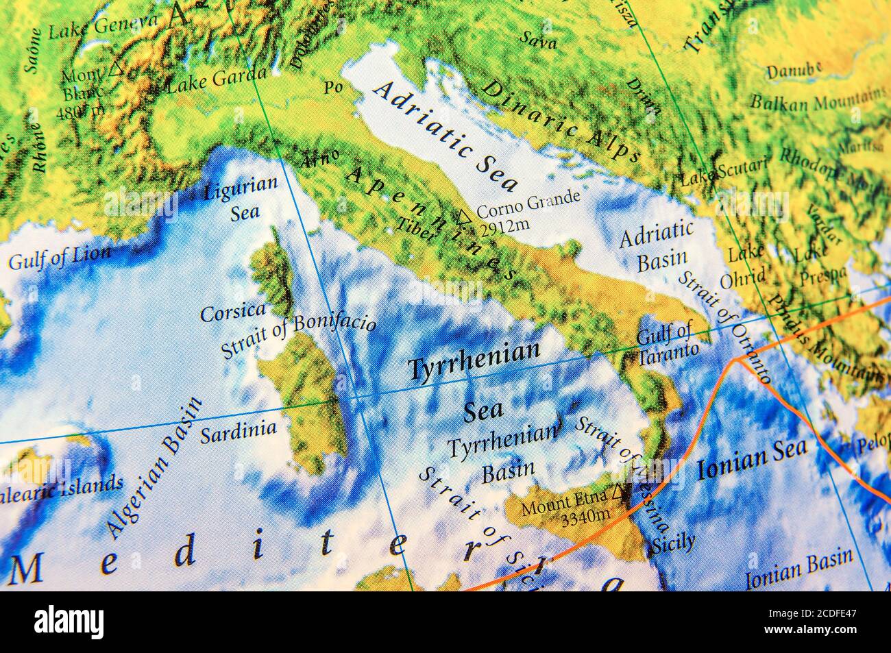 Geographic map part of Europe Stock Photo