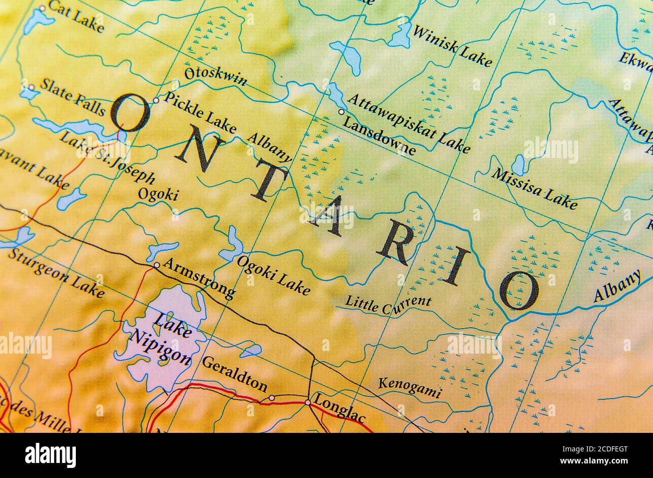 Geographic Ontario map close Stock Photo - Alamy