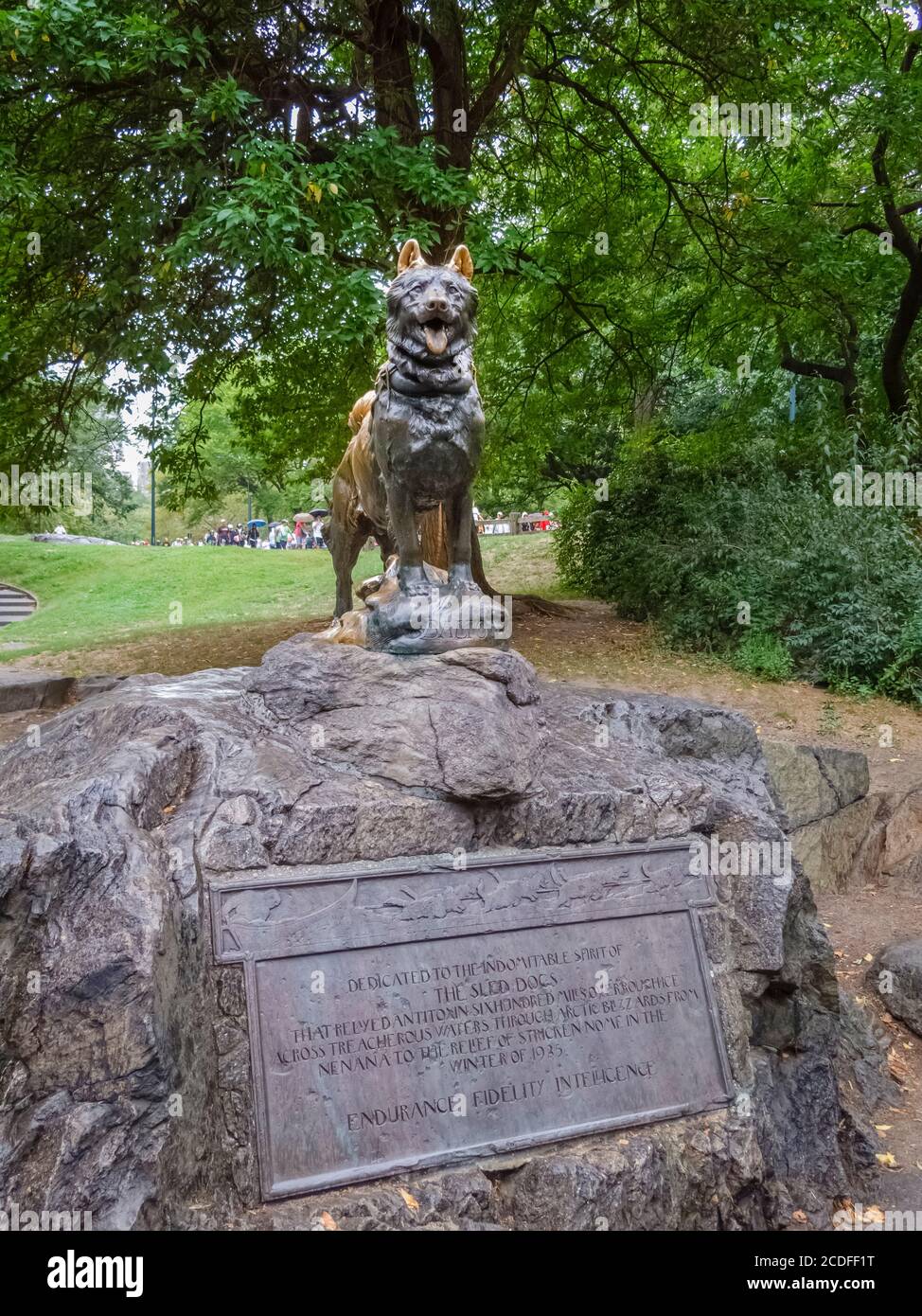 The bronze statue of sled dog Balto by Frederick Roth, Central Park