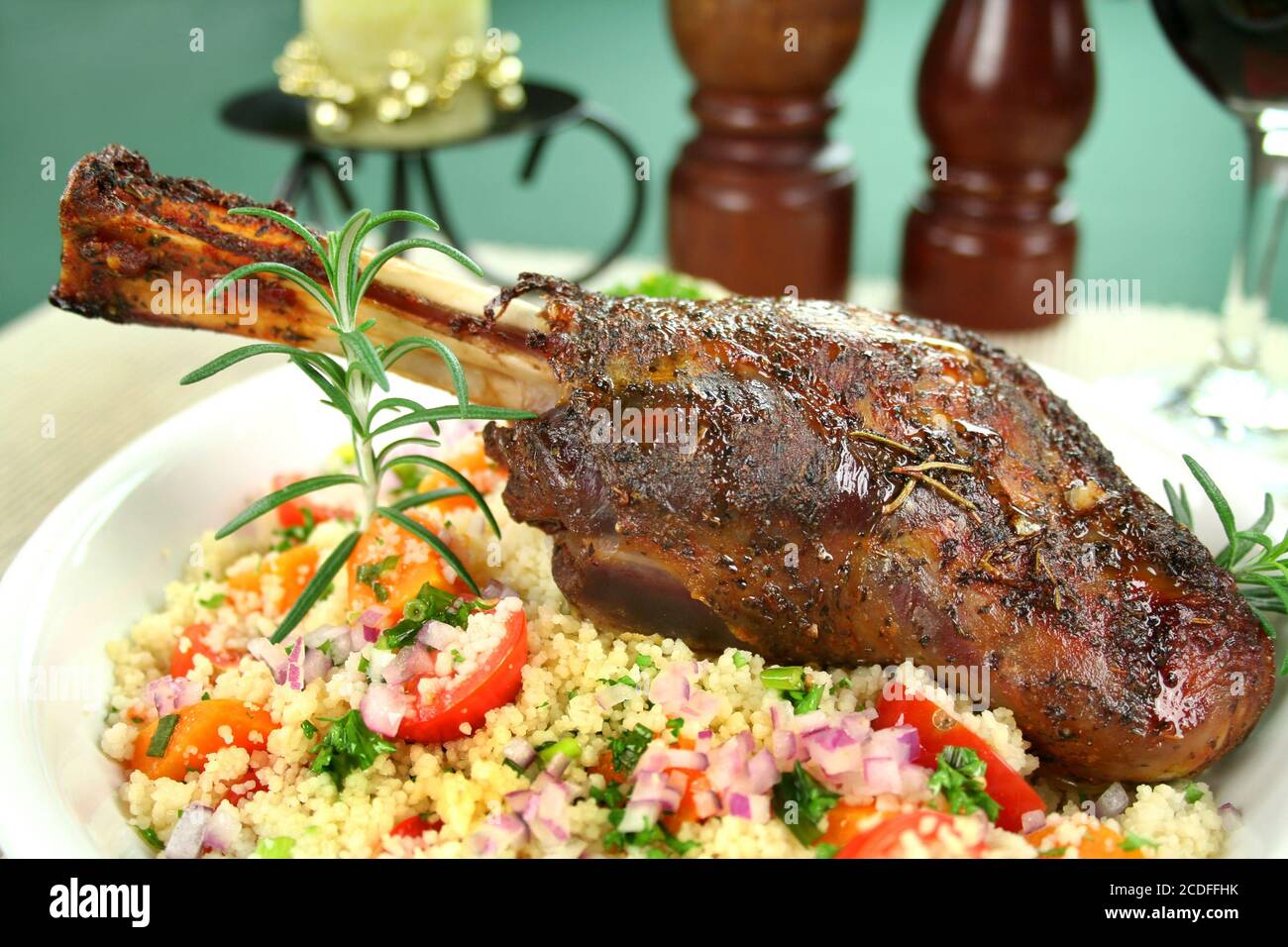 Lamb Shank On Cous Cous Stock Photo