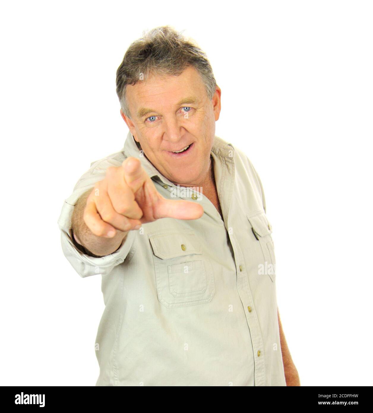 Middle Aged Man Pointing Stock Photo