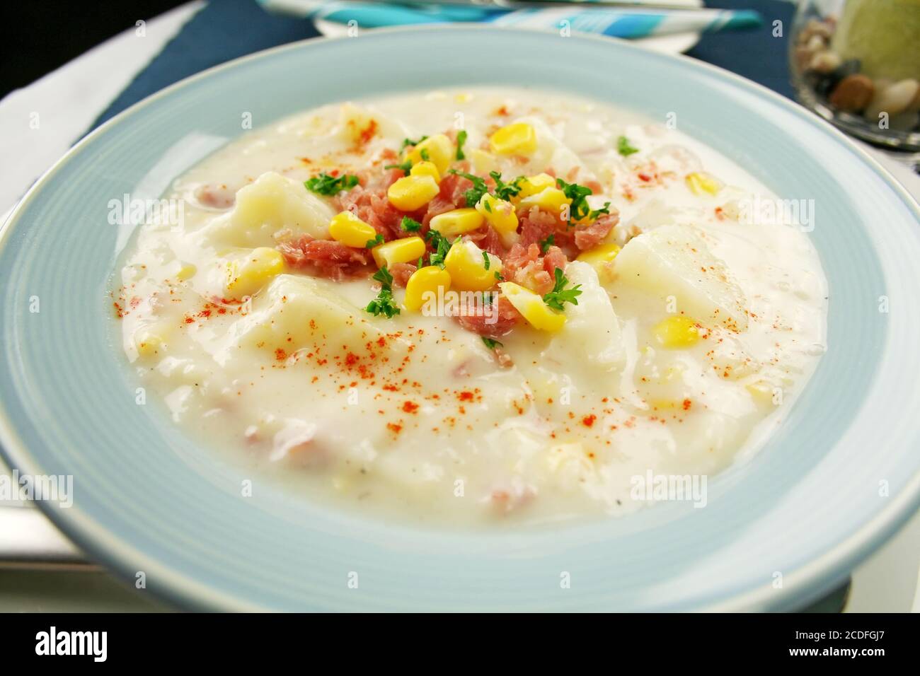 Ham Corn And Potato Chowder Stock Photo Alamy