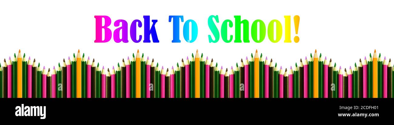 colored pencils on white background with colorful back to school text ...