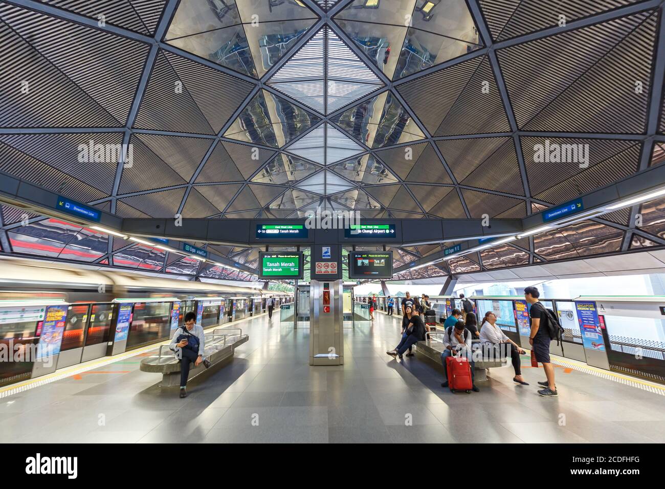 Singapore – January 29, 2018: MRT Metro Expo Station in Singapore. Stock Photo
