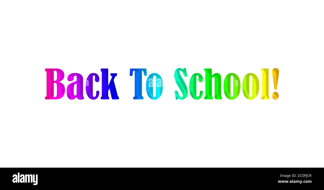 simple colorful back to school word isolated on white background Stock Photo